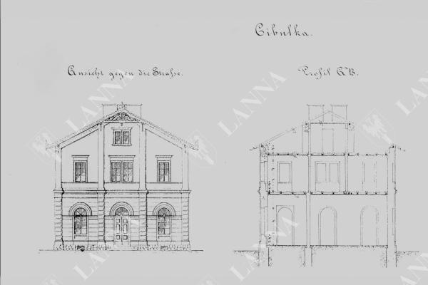 Plán budovy nádraží z roku 1870. Archiv MČ Praha 5.